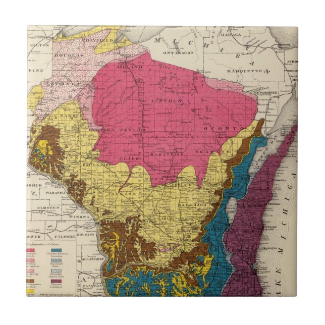 Carreau Carte géologique du Wisconsin (Devant)