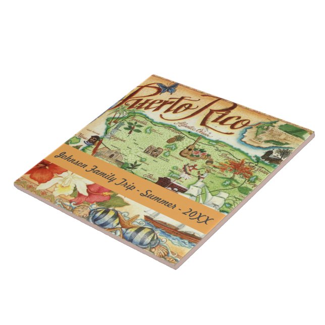 Carreau Carte illustrée Porto Rico Carrelage en céramique (Côté)