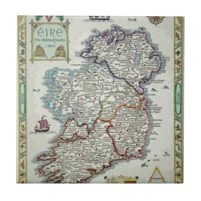 Carreau Carte Irlande - Carte historique irlandaise Eire E (Devant)