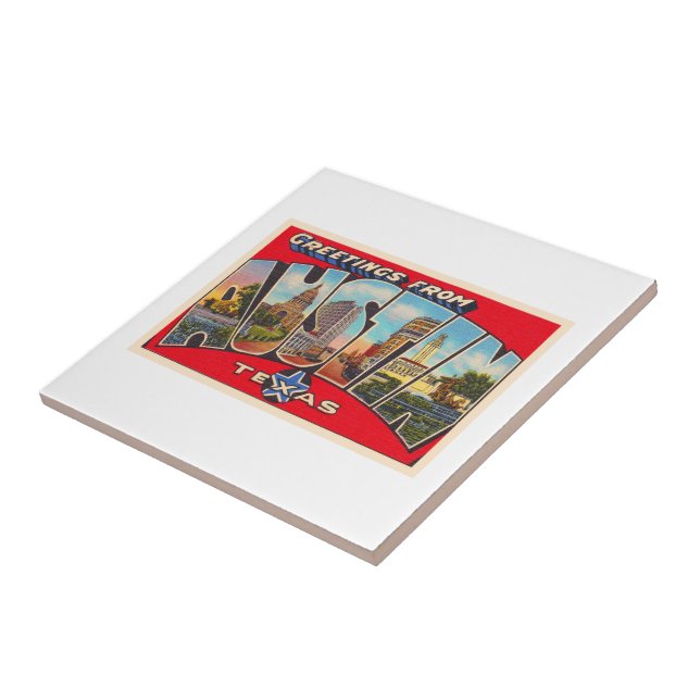 Carreau Carte postale Austin Texas TX Vintage (Côté)