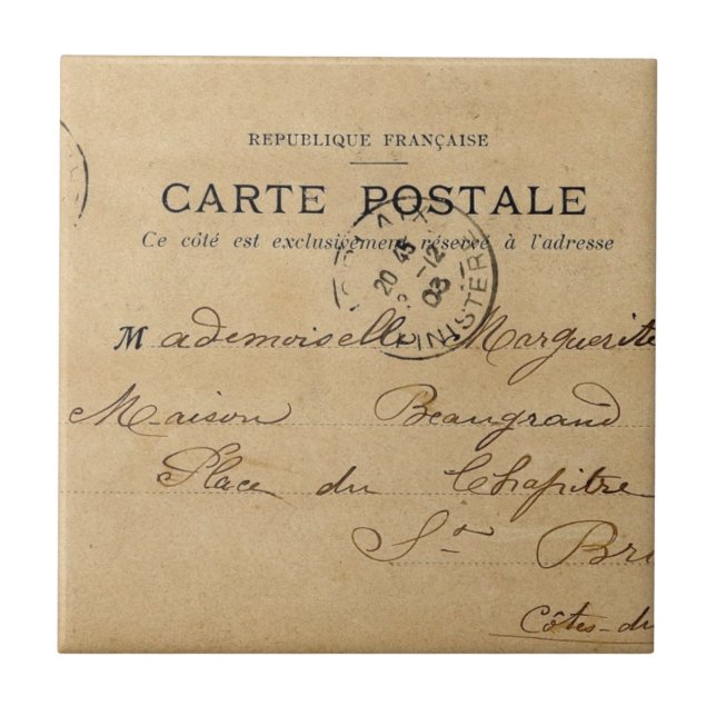 Carreau Carte postale française vintage (Devant)