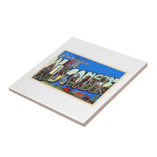 Carreau Carte postale Vintage à grande lettre de l'État 