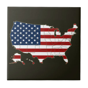 Carreau Carte USA avec drapeau américain