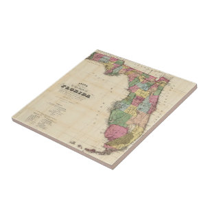 Carreau Carte vintage de la Floride (1870)