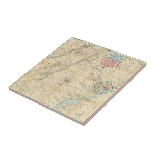 Carreau Carte Vintage de la guerre civile en Virginie du N