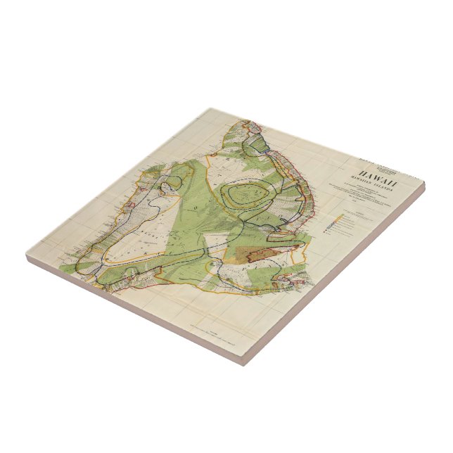 Carreau Carte vintage de l'île d'Hawaii (1906) (Côté)