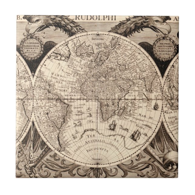 Carreau Carte vintage du monde (Devant)
