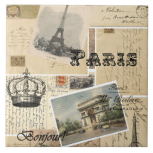 Carreau Cartes postales françaises, vignette ou trivet