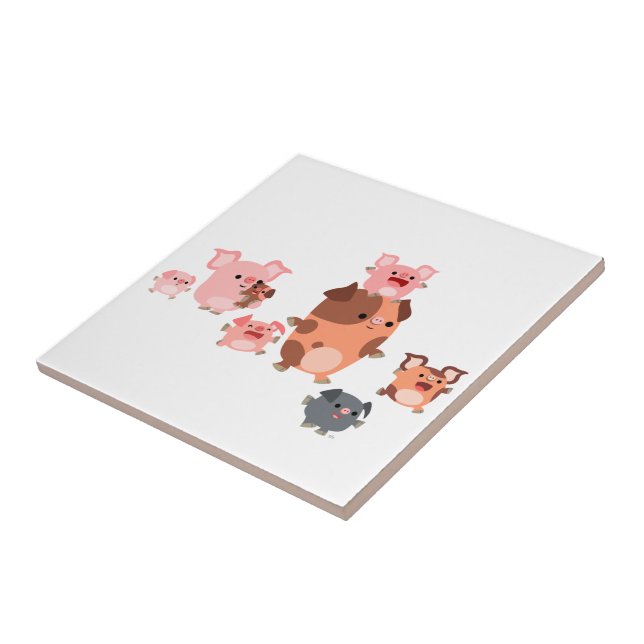 Carreau Carton mignon Carrelage de famille de cochon (Côté)