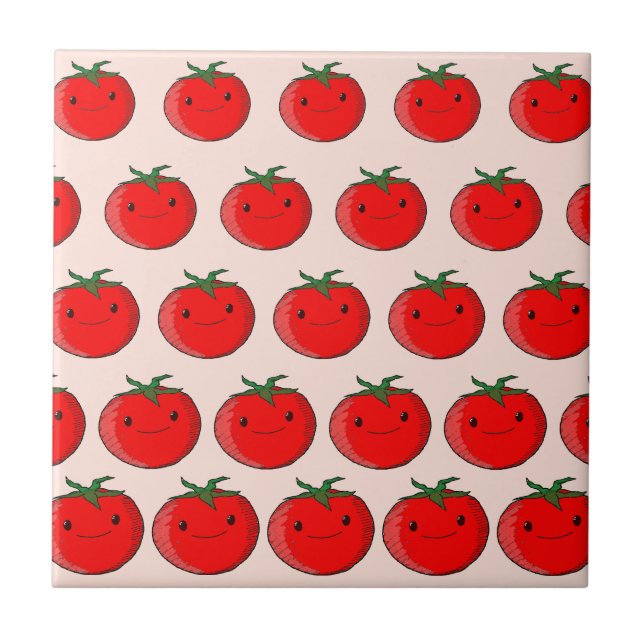Carreau Cartoon mignon Tomate Motif Décoratif Individuel (Devant)