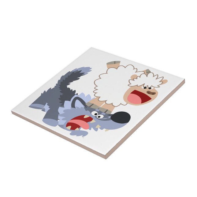 Carreau Cartoon Mignonne Jouer Mouton et Carrelage Wolf (Côté)