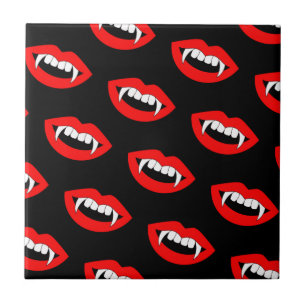 Carreau Cartoon Monster Vampire Lèvres pointes dents dents