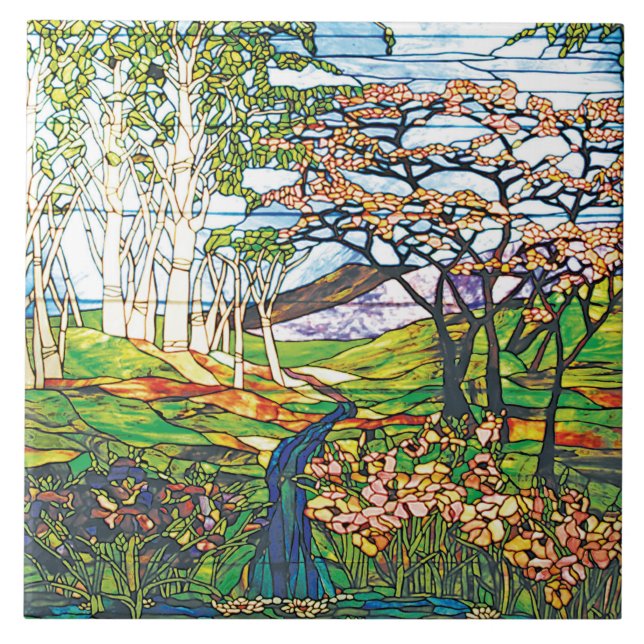 Carreau Cascade Iris Birch Tiffany Vitrail Vintage (Devant)