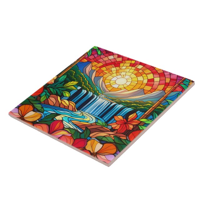 Carreau cascade tropicale Art du verre (Côté)