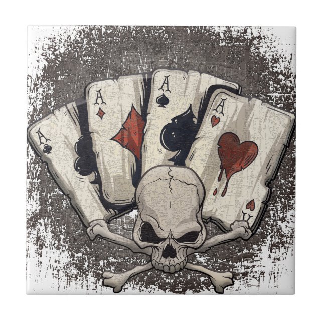 Carreau Casino de crâne de cartes de jeu d'as de Wellcoda (Devant)