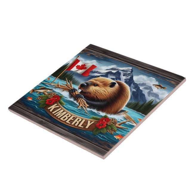 Carreau Castor Canadien Avec Drapeau Près De Kimberly (Côté)