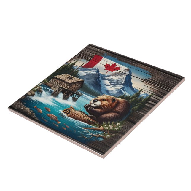 Carreau Castor canadien du lac Mountain pendant la journée (Côté)