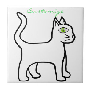 Carreau Cat à oeil vert minimaliste Thunder_Cove