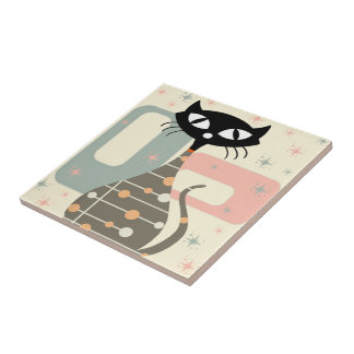 Carreau Cat du milieu du siècle moderne
