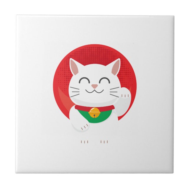 Carreau Cat Maneki Neko Japon Chat amusant Idée de cadeaux (Devant)