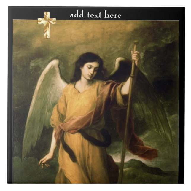 Carreau Catholique Saint Archangel Raphael Ajouter Verse (Devant)