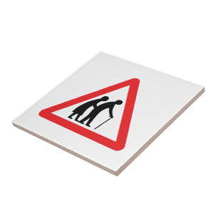 Carreau CAUTION Personnes âgées - Panneau de signalisation