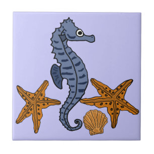 Carreau CC hippocampe et tuile de poissons d'étoile