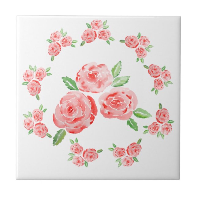 Carreau Ce sont des roses élégants aquarelles (Devant)
