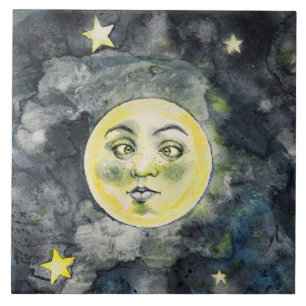 Carreau Celestial Funny Moon Stars Sky