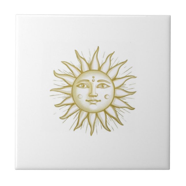 Carreau Celestial Sun with Face Gold and White (Devant)