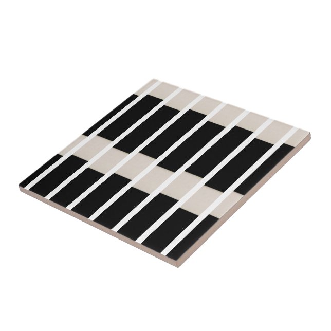 Carreau Ceramic Tile Black and Beige Stripe (Côté)