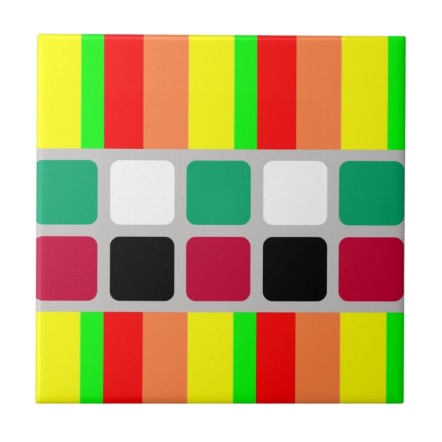 Carreau Ceramic Tile Colorful Colors Stripe (Devant)