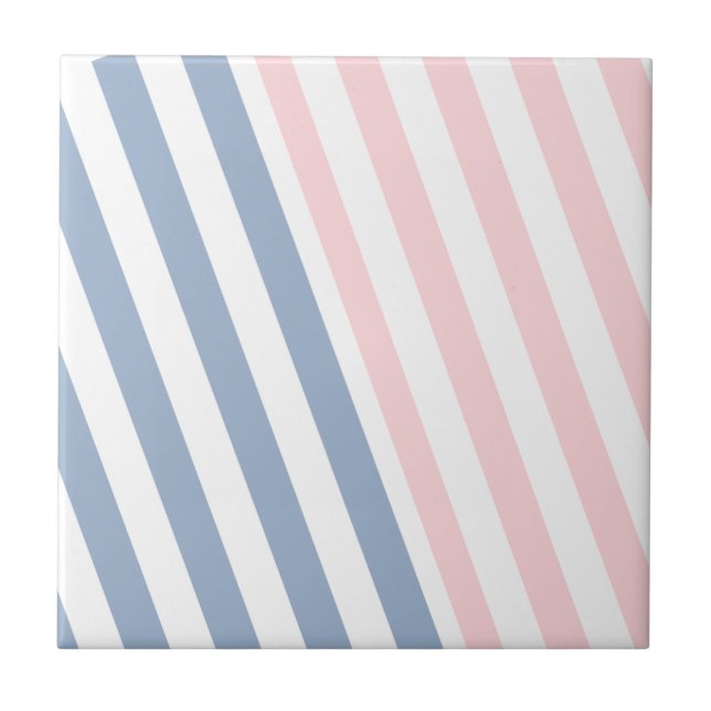 Carreau Ceramic Tile Pink & Blue Stripe  (Devant)