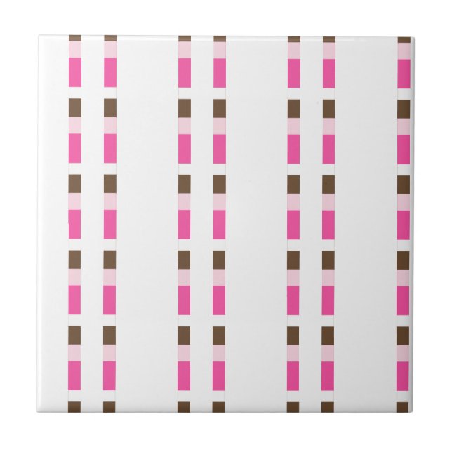 Carreau Ceramic Tile Pink Brown White Stripe (Devant)