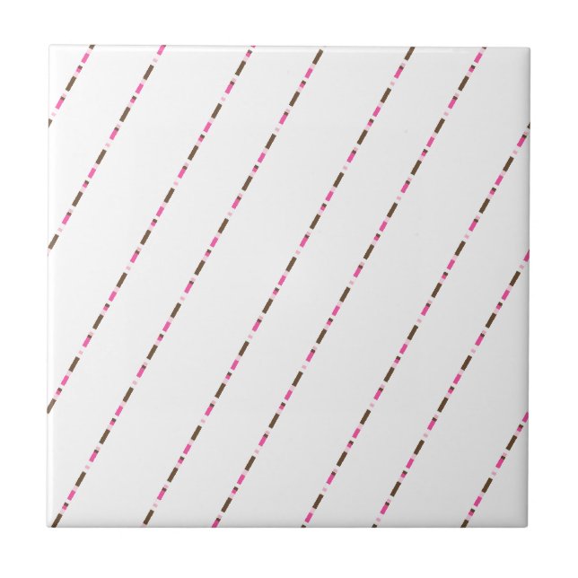 Carreau Ceramic Tile Pink Brown White Stripe (Devant)