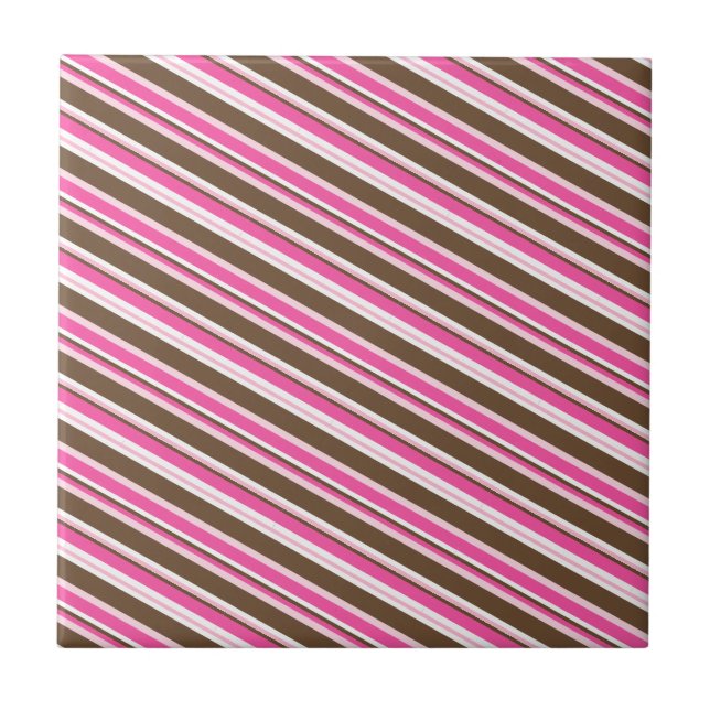 Carreau Ceramic Tile Pink Brown White Stripe (Devant)