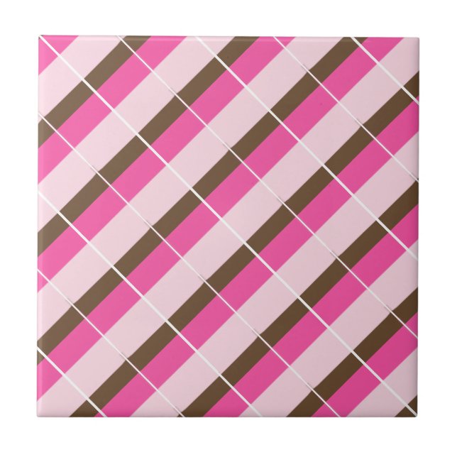 Carreau Ceramic Tile Pink Brown White Stripe (Devant)