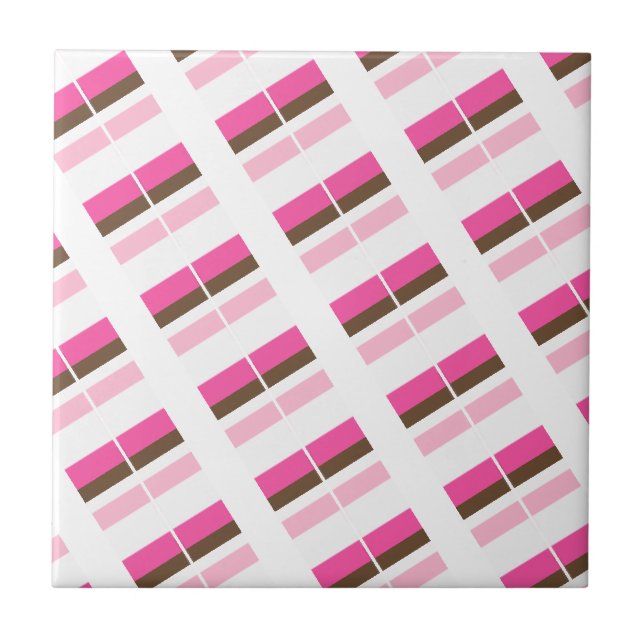 Carreau Ceramic Tile Pink Brown White Stripe (Devant)