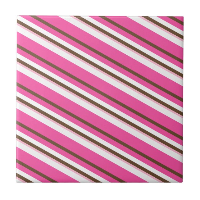 Carreau Ceramic Tile Pink Brown White Stripe (Devant)