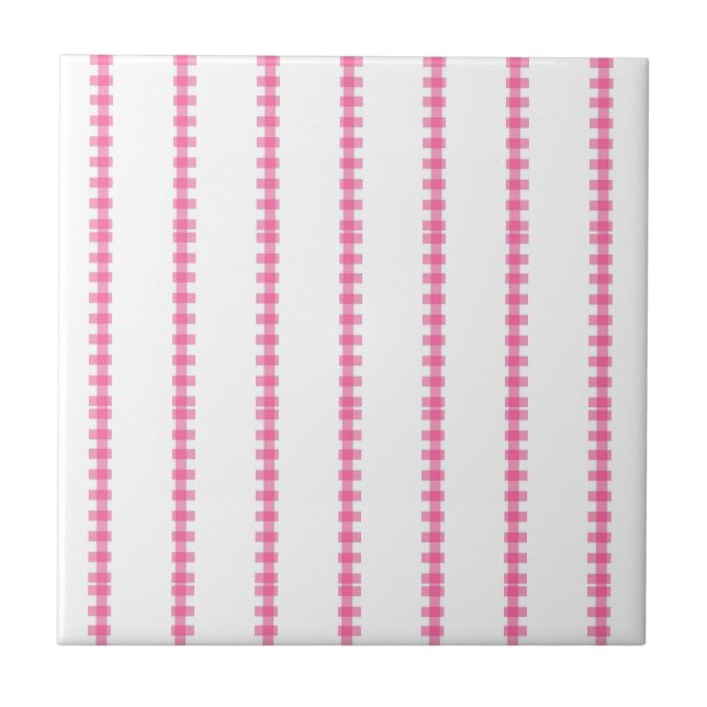 Carreau Ceramic Tile Pink & White Stripe Square (Devant)