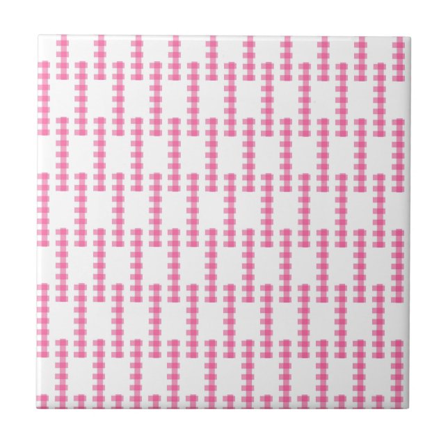 Carreau Ceramic Tile Pink & White Stripe Square (Devant)