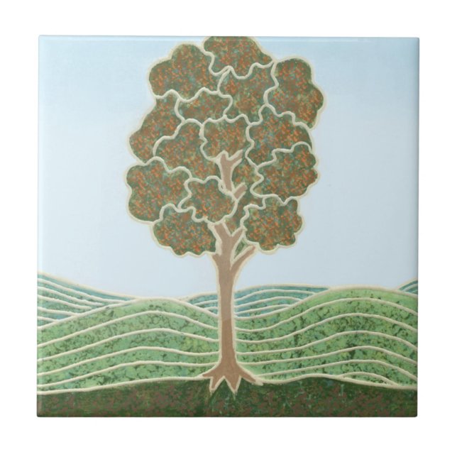 Carreau Ceramic tile with Autumn Tree image (Devant)