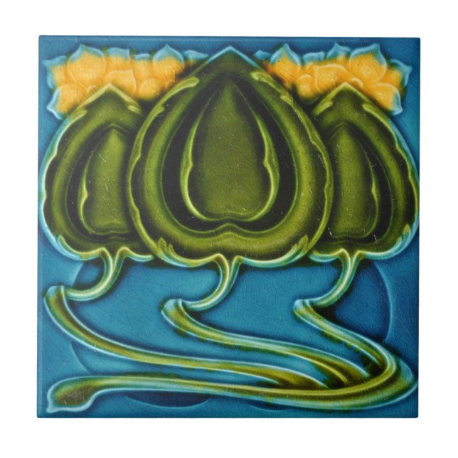 Carreau Ceramic Tile - Yellow Flowers Art Nouveau (Devant)