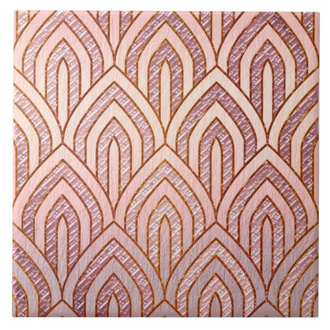 Carreau Céramique Art déco rose deux tons (Devant)