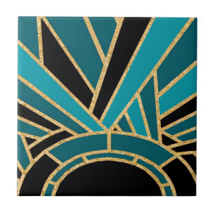 Carreau Céramique Art Déco Sunburst (Bleu)