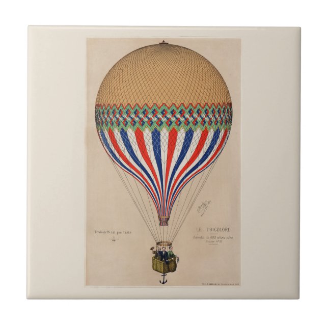 CARREAU CÉRAMIQUE: BALLON D'AIR CHAUD vintage (Devant)