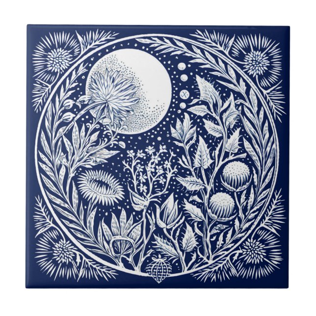 Carreau Céramique de la lune de chardon rustique (Devant)