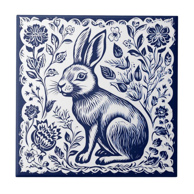 Carreau Céramique de lapin rustique (Devant)