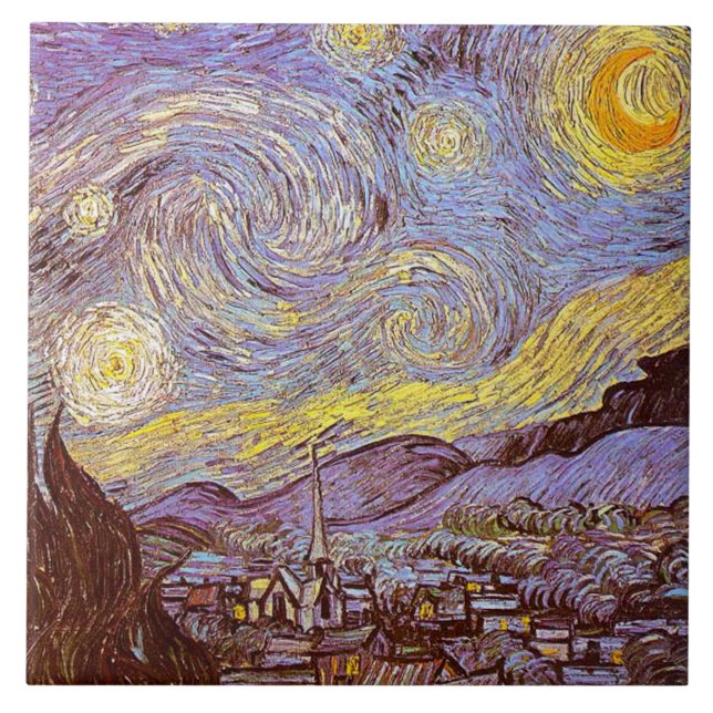Carreau Céramique de nuit étoilée de Van Gogh (Devant)