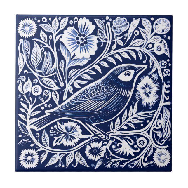 Carreau Céramique d'oiseaux rustiques (Devant)